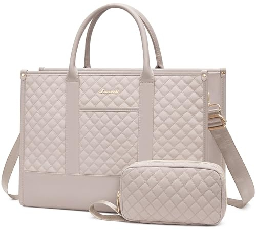 LOVEVOOK Laptoptasche Handtasche Damen 15,6 Zoll, Wasserdicht Arbeitstasche Groß Schultasche Shopper Tasche Aktentasche Lehrertasche, Leder Handbags Business Tasche für Uni Büro Arbeit