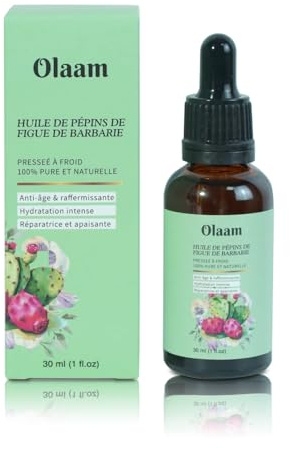 Huile de Pépins de Figue de Barbarie - Pipette - Bouteille en Verre - 100% Pure, Naturelle, Pressée à Froid - Huile de Figue de Barbarie Visage Anti-Âge et Anti Cerne Soin Visage Cheveux (30ml)