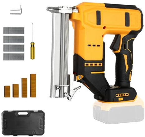 Cordless Brad Nailer Compatible with Dewalt 20V Battery, 2 in 1 Electric Stapler Nailer with 500 Straight Nails and 500 U Nails, Cordless Nail Staple Gun for Home Improvement(No Battery)