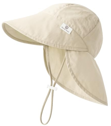 RoxNvm Solhatt för Bebis, Solhatt för Barn med UV-skydd 50, Solhatt av Bomull (Beige), BEIgE, 2 Years