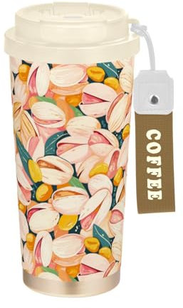 linqin Nuts Travel - Bicchieri da caffè Togo con coperchio, in acciaio inox, isolati, per caldo e freddo, 500 ml, a prova di perdite
