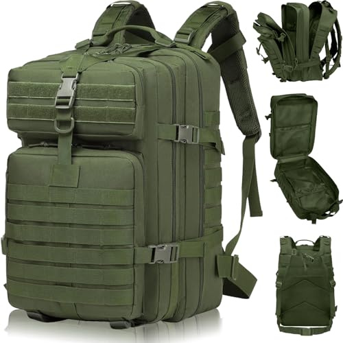 Duscdesp Militär Rucksack Herren 45L,Travel Backpack Wasserdicht,Großer Molle Taktischer Rucksack, Arbeitsrucksack Herren Wanderrucksack,Sport und Outdoor Angelrucksack,für Reise, Grün