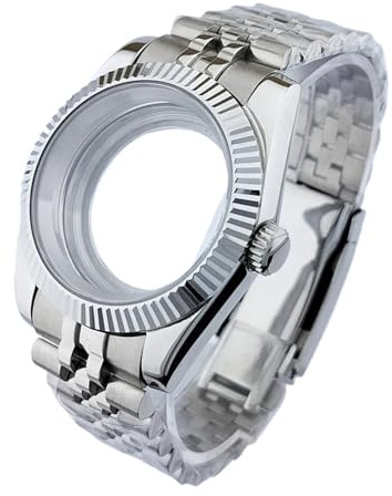 YELEMEABHB 36mm/41mm herrmetallboett lämplig for NH-35-36 urverk safirfärgad vattentät klocklåda montering klockdelar Klockfodral(M,Case diameter 36mm)