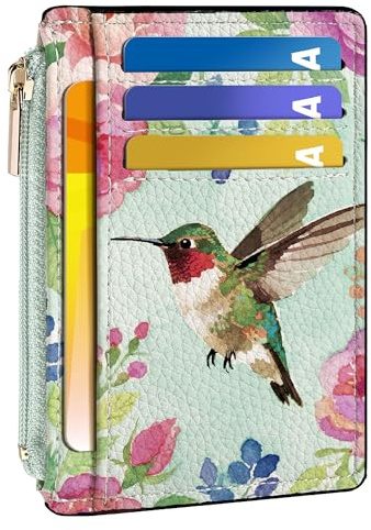 Tipmile Womens Credit Card Holder Wallet, Small Slim RFID Blocking Sleeve | Mini Tiny Cute ID Case, Minimalist Zipper Pocket Wallet, Thin Coin Purse, Mothers Gift
