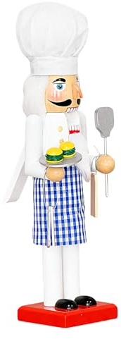 Cracker di noci in legno | Schiaccianoci chef 35,5 cm, ornamento natalizio in legno Decorazione per le vacanze Tavolo Centro Casa Desktop Decorazione