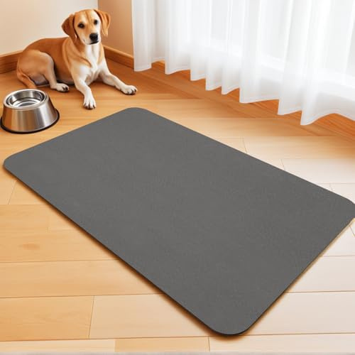 Tapis de Bol pour Chien Absorbant, Tapis antidérapant pour Bols de Nourriture et d'eau pour Chats, Tapis d'alimentation pour Animaux de Compagnie, Tapis de Placement (Dark Grey, 60 x 120 cm)