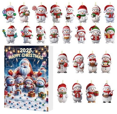 Calendrier de compte à rebours de Noël – Calendrier créatif en acrylique 2D sur le thème du bonhomme de neige, décoration de table, décoration de fenêtre pour adolescents, garçons, filles