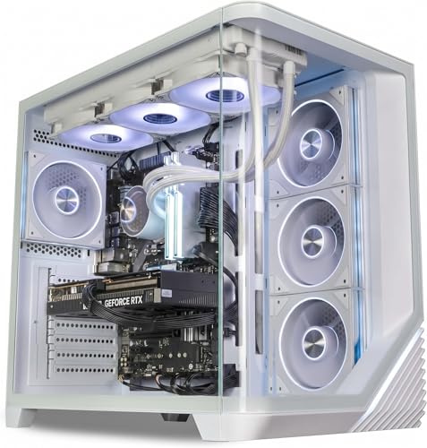 ionz Liquid Cool Gaming PC, Ryzen 9 9950X3D 8-Core, Nvidia RTX 5090 32GB, 64GB DDR5 RAM, 2TB NVMe SSD, Windows 11, 1200W Gold PSU | Venus Flow - White