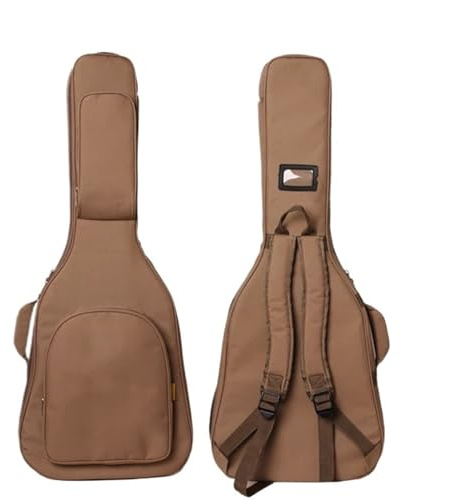 FonHNDG 1 x gitarrfodral 20 mm tjocklek, ryggsäckstyp, insida med tjock svampdyna för transport av gitarrer, brun, 40-41inch