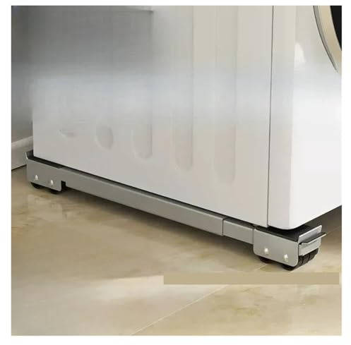 Washing Machine Base Rails With Wheels for Washing Machine Support Stand Movable Adjustable Refrigerator Base Holder Mobile Roller Bracket 24 Wheel(Silver Grey)