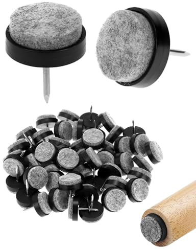 HUVZOR 50 Stück Filzgleiter Stuhl, Filzgleiter Nagel, Stuhl F-ilzgleiter Schrauben rund,Profi Möbelgleiter/Stuhlgleiter Filz zum Nageln für Laminat Parkett Sessel Fiesen- Ø 22 mm