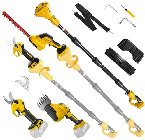 Tagliasiepi telescopico 6 in 1 per batterie DeWalt da 20 V (senza batteria) | Roadtime Tagliasiepi orientabile, motore senza spazzole per cesoie da giardino, alberi, arbusti