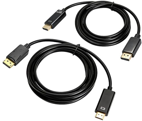 Cable DisplayPort a HDMI 4K – Cable 1,8m y 3m DisplayPort a HDMI – Adaptador HDMI DisplayPort para PC, TV, Monitor, Laptop, Proyector – Cable PVC con conectores bañados en oro y transmisión estable