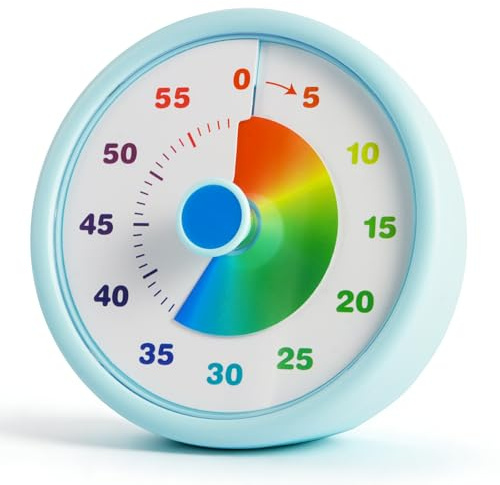 Pomodoro - Temporizador visual de 60 minutos con temporizador de cuenta regresiva y arco iris, escritorio para niños, herramientas con funcionamiento silencioso, reloj visual para cocina, escuela