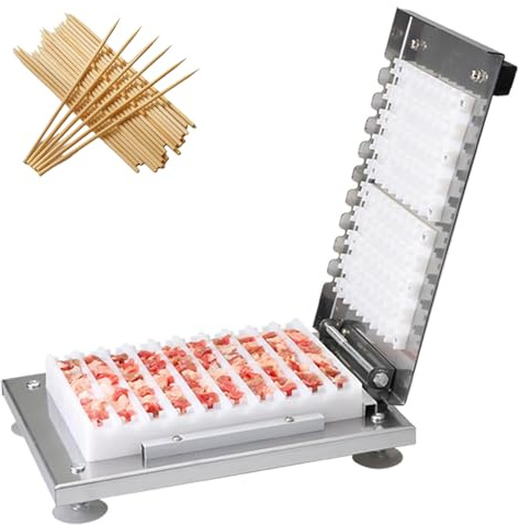 Machine À Brochettes de Mouton, Machine À Brochettes Commerciale Manuelle avec 10 Cordes À la Fois, Ventouses Puissantes Et Acier Inoxydable, Machine À Kebab pour Barbecue pour L'extérieur