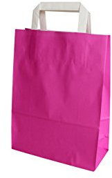 PGV Papiertragetaschen mit Flachhenkel 22 + 10 x 29 cm (100 Stück, PINK)