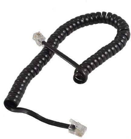 Cablepelado Telefónico spiral 4 hilos RJ10, 2m, negro