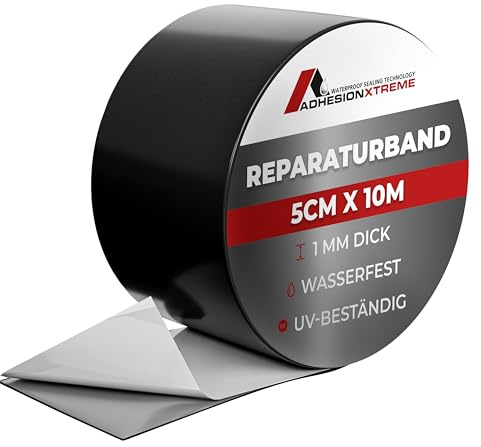 5cm x 10m schwarz Abdichtband Reparaturband Teichfolie,PVC,Dach,EPDM uvm. | 5cm breit, wasserdicht, wetterfest, temperaturbeständig -30°C bis +80°C, UV-resistent, TÜV-zertifiziert, 10 Jahre Garantie