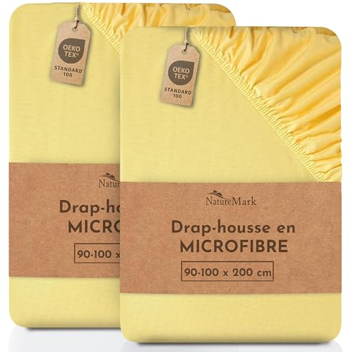 NatureMark Mikrofaser SPANNBETTLAKEN 2er Pack zum Sparpreis! viele Größen und Farben Markenware (Bettlaken 90 x 200 cm, 100 x 200 cm - Gelb)