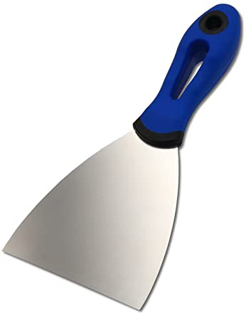 DEWEPRO Profi Gipsspachtel 100 mm – Edelstahlblatt rostfrei – Malerspachtel für Gips & Füllmassen – 100 mm Klingenbreite – Ergonomischer 2-Komponenten-Griff für Präzisionsarbeiten
