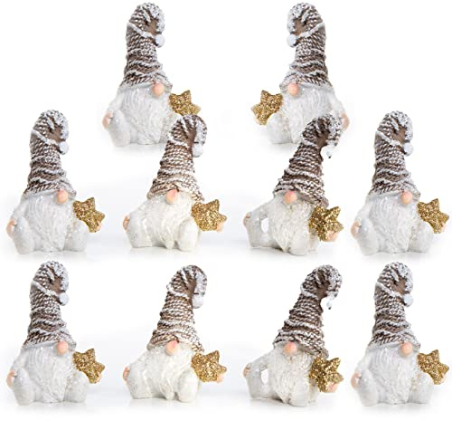 Logbuch-Verlag 10 kleine Wichtel Weihnachtswichtel Santa Weihnachten Deko Figur weiß Gold Silber 7 cm Geschenk Zwerg Gnom