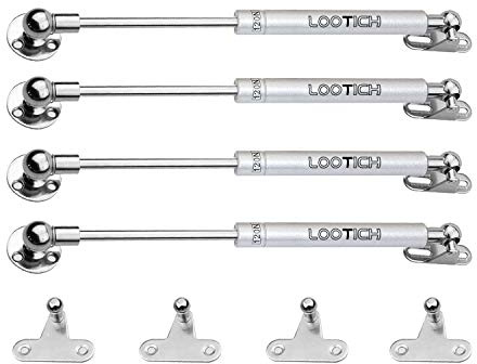 LOOTICH 120N Ganzer Stahl Klappenbeschlag Klappenhalter Gasfeder Dämpfer Truhen Scharniere für Küchenschrank Soft Close Weichschließen Türscharniere 4 Stücke