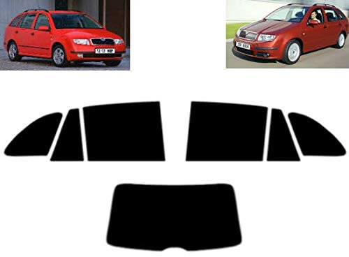 Passgenaue Tönungsfolie für-Skoda Fabia 5-Türen Kombi 2000-2007 Heck/Seitenscheiben (05% Tiefschwarz)