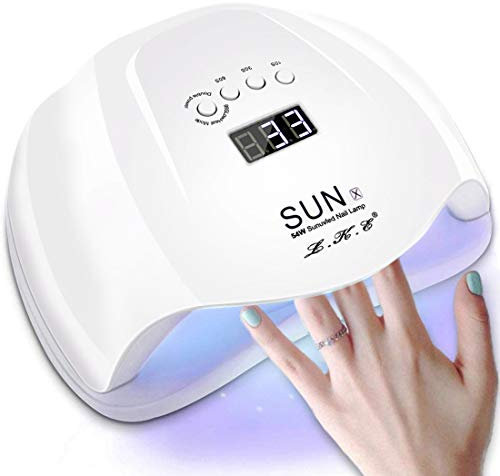 LKE UV Led Nail Lamp LKE Nail Dryer Led Lamp for Gel Nails Polish Curing Light with Auto Sensor 4 Timer 10/30/60/99S White