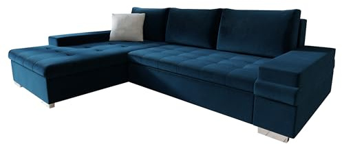 Mirjan24 Ecksofa Bangkok Mini, Moderne Eckcouch mit Schlaffunktion und Bettkasten, Ecksofa für Wohnzimmer, Gästezimmer, Couch L-Form, Wohnlandschaft (Kronos 9 + Paros 5)