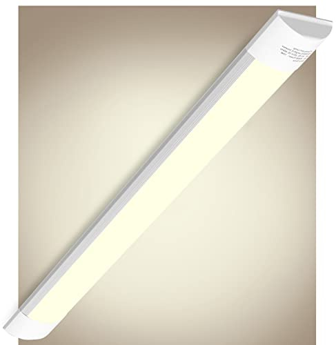 Bellanny LED Feuchtraumleuchte 120cm, 40W 4800LM Werkstattlampe, LED Deckenleucht Röhre Licht | Warmweiß 3000K Bürodeckenleuchte, 2,5cm Flach Lampe, Batten Light für Wohnzimmer Bad Küche Garage Keller