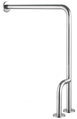 Shower Handicap Grab Bars for Bathroom Wall, Curved Stainless Steel Toilet Grab Bar Toilet with Legs,Wall Mounted Floor-Standing Safety Handrail, Support Handle for Seniors Disabled, 55×70cm Left