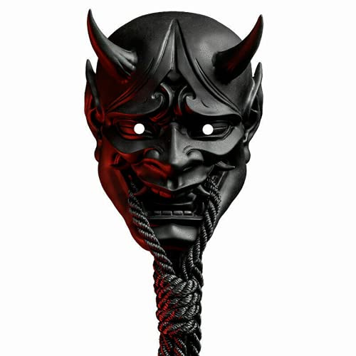 ausuky Japanische versiegelte Prajna Maske Halloween Teufel Hannya FaceshellKabuki Dämon Samurai (schwarz)