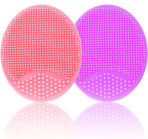 WAWTOOK Baby Cradle Cap Brush, Bath Toddler Silicone Massage Newborn Scrubbers Exfoliator Brush | The SkinSoother Essential for Dry Skin, and Eczema (Pink&Purple)