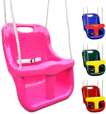 Outdoor Baby Swing Seat Attachment for Garden with Safety Strap and Adjustable Ropes - High Backed Toddler Swing Seat Attachment - Garden Climbing Frame Accessories