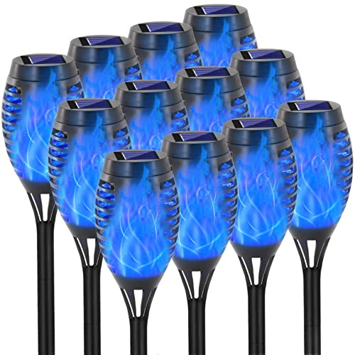 EOYIZW Solar Lights Outdoor, 12 Pack Blue Solar Torch Light