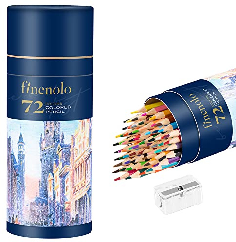Finenolo Crayons de couleur, 72 couleurs, doux, hautement pigmentés, à base de cire, fournitures artistiques pour adultes et adolescents
