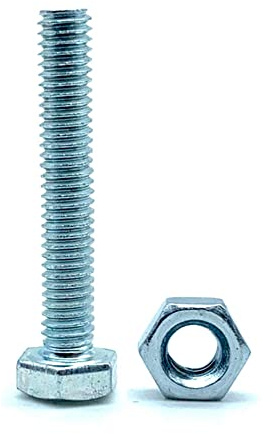 DOJA Barcelona | Schrauben mit Muttern | 10 Sechskantschrauben mit 10 Muttern | M14x80mm | aus verzinktem Stahl | Schrauben und Muttern, Gewindeschrauben und Muttern, Bolzen mit Mutter, Sechskantköpfe