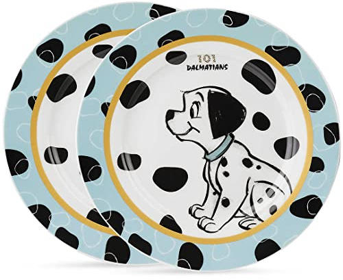 Egan Set 2 Teller aus Porzellan, Himmelblau, 19 cm, Die Ladung der 101 Disney, 227005