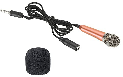 PATIKIL Mini Micrófono Portátil Vocal Micrófono Rose Dorado para Voz Grabar y Canto Paquete de 1