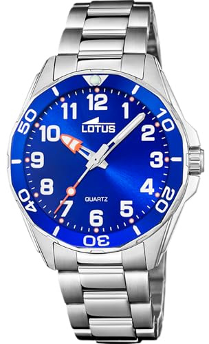 LOTUS Reloj Niño Analógico de Acero Inoxidable - Movimiento de Cuarzo - Reloj Infantil - Cristal Mineral Alta Resistencia - Resistente al Agua 5 ATM 18860/1 - Con Pulsera de Regalo - Junior Collection