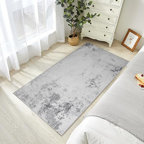 Cinknots Teppich Läufer, Flure Lange Küche Teppiche, rutschfeste für Eingang, Schlafzimmer, Wohnzimmer, Waschbare Gummi Zurück Vorleger (Grau/Creme, 80 x 200 cm)