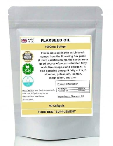Flaxseed Oil 1000mg Softgel Capsules Pure Omega 3 6 9 Fatty Acids 120