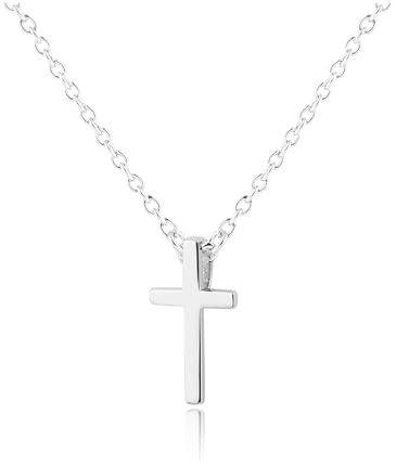 Cherished Moments Girl's 925 Sterling Silver Dainty Classic Cross Necklace for Teens or Women, Religious Gift for First Communion and Confirmation