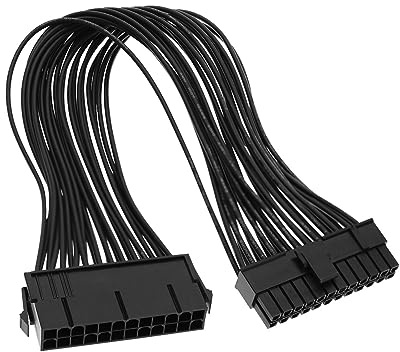 Be In Your Mind 24 Pin Power Supply Extension Cable Motherboard ATX Power Supply Sleeved Cable 24 Pin (20+4) Male to Female Extension Cord Wire 32cm