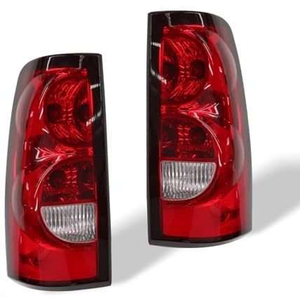 Nakkaa Pair Tail Lights W/Bulbs Compatible with 2003-2006 Silverado 1500 2500 3500HD Red Brake Lamps Left and Right GM2800174 GM2801174