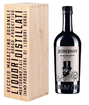 Jefferson Amaro Importante 70cl in CASSA LEGNO ORIGINALE EDIZIONE LIMITATA Jefferson Vecchio Magazzino Doganale Astucciato - IDEA REGALO - Jefferson Amaro Importante 70cl