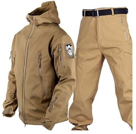 Combinaison De Ski Snowboard Pour Hommes, Veste De Ski À Capuche Chaude D'hiver Pour Hommes Avec Brassard Et Pantalon Avec Ensemble De Ceinture, Costumes De Neige Imperméables (Color : Marrone, Size