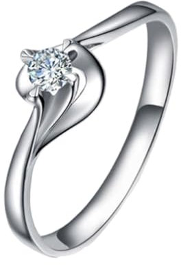 Ring Frauen mit Gravur, Verlobungsring Platin Damen 18 Karat Weißgold Lab Diamant 0.09CT Weiß Rundschliff VVS mit Größe 62 (19.7) Npassbar