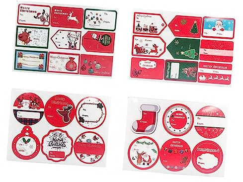 EXCEART 12 Etikettenpapier Aufkleber weihnachtsmotiv geschenke sticker christmas presents weihachtsdeko Kleine Geschenkanhänger weihnachtsanhänger für geschenke Weihnachten loben
