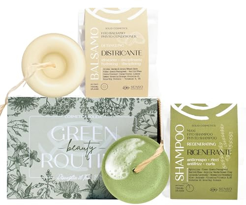 Senso Naturale Set Perfekte Locken Shampoo + Conditioner Festes Anti-Frizz für Krauses Haar, Dehydriertes, Widerspenstiges, Regenerierend und Entwirrend,100% Natürlich, Biologisch und Vegan